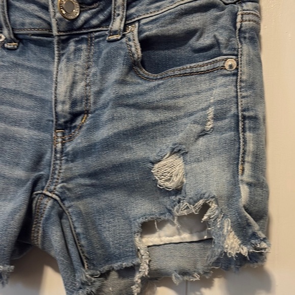 American Eagle Outfitters Blue Jean Shorty Shorts Distressed Style - Picture 3 of 6